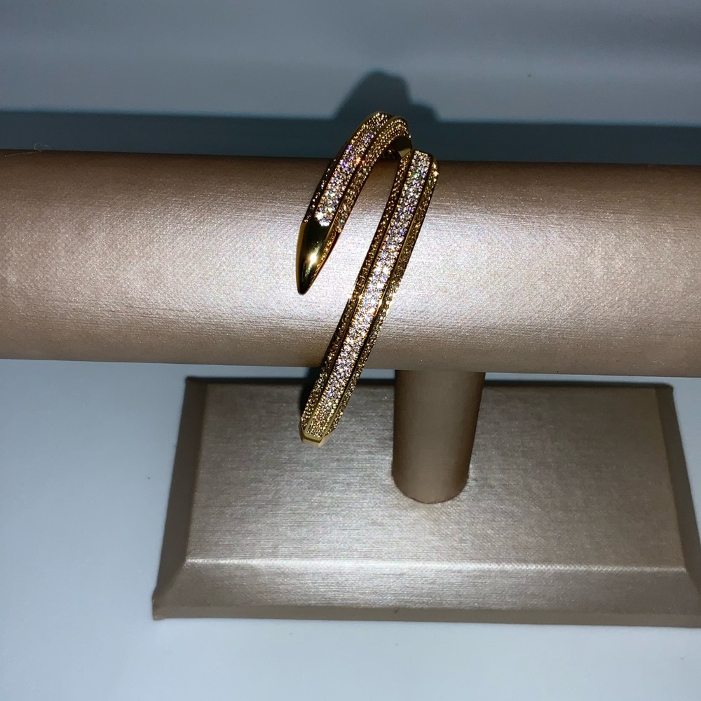 Gold Pave Nail Bangle - Picture 6 of 12